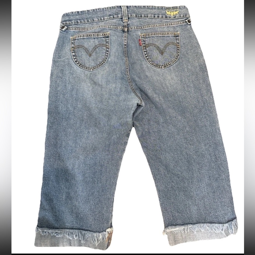Levi’s Slouch Y2K Vintage Low Rise Wide Leg Cuffed Hem Capri Jeans Women Size18 - Picture 4 of 8